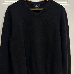 Lands' End Men's Classic Black V-Neck Sweater